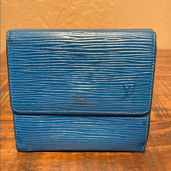 Louis Vuitton Epi Teal Blue “Elise” Tri-Fold Wallet - Picture 1 of 12